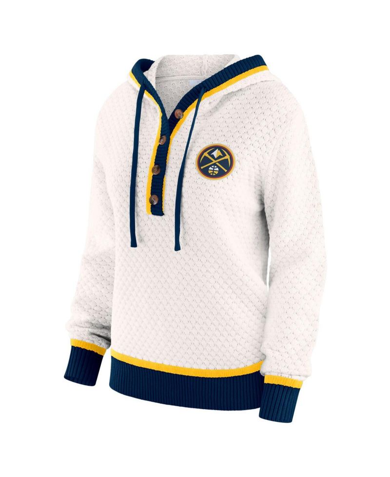 Women's White Denver Nuggets Plus Size Hoodie Sweater