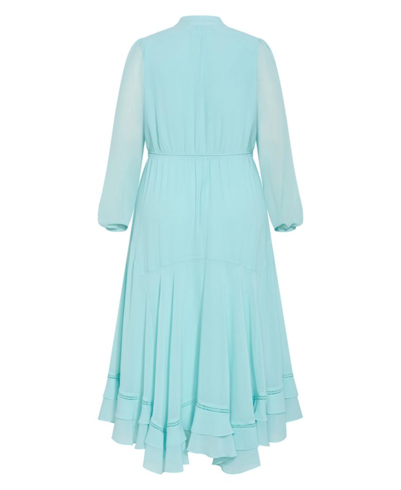 Plus Size Yasmin Long-Sleeve Chiffon Ruffle Maxi Dress