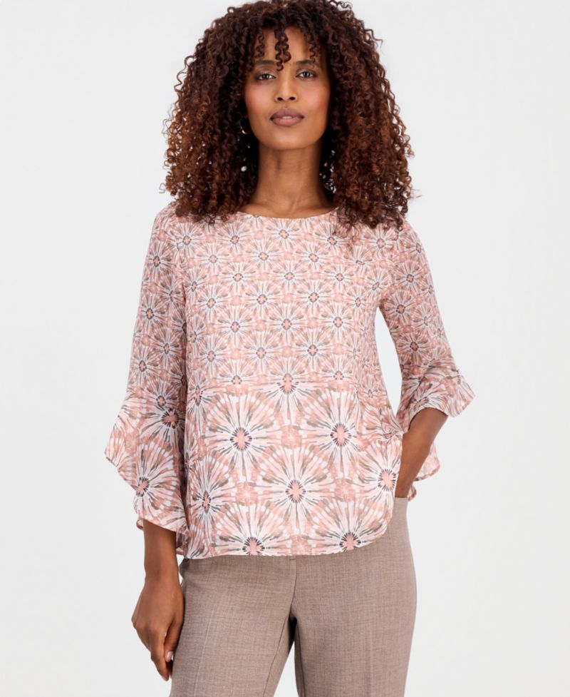 Petite Printed 3/4-Sleeve Top