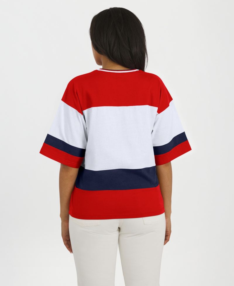 Women's Red/White Washington Capitals Jersey Style T-Shirt