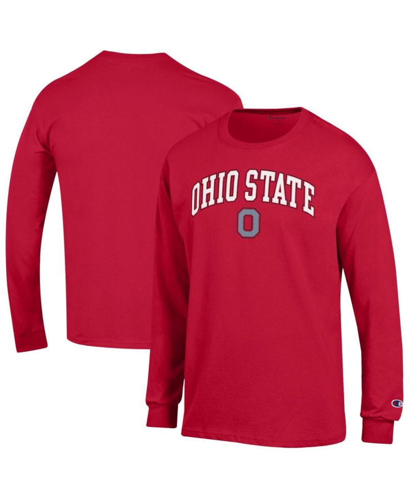 Men's Scarlet Ohio State Buckeyes Arch Over Logo Long Sleeve T-Shirt