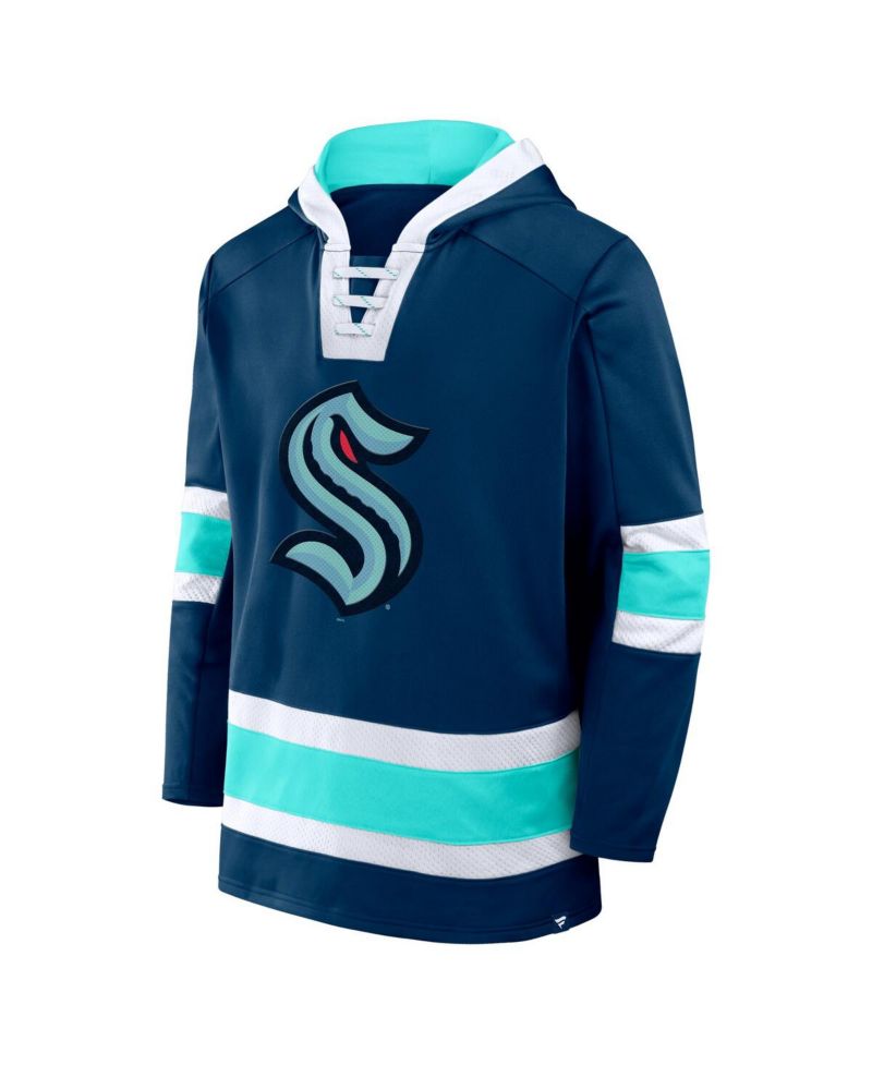 Men's Deep Sea Blue Seattle Kraken Inside Line Fleece Pullover Hoodie