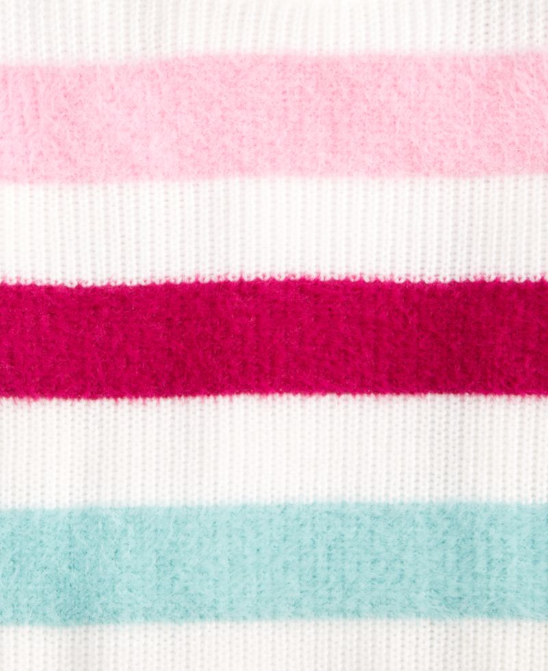 Girls' XS-XL Crewneck Feather-Stripe Sweater