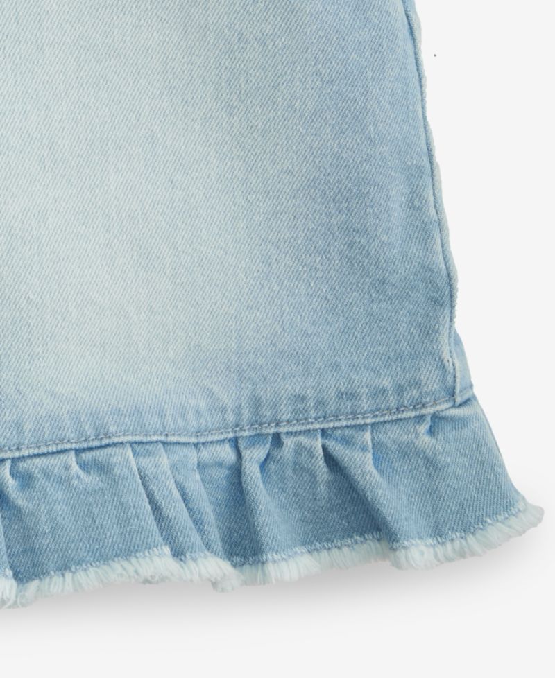 Girls' 5-20 Ruffle-Hem Denim Midi Shorts