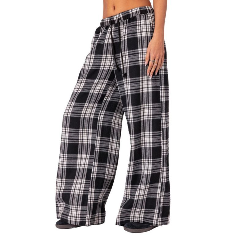 Women's Lounge Around plaid wide leg pants