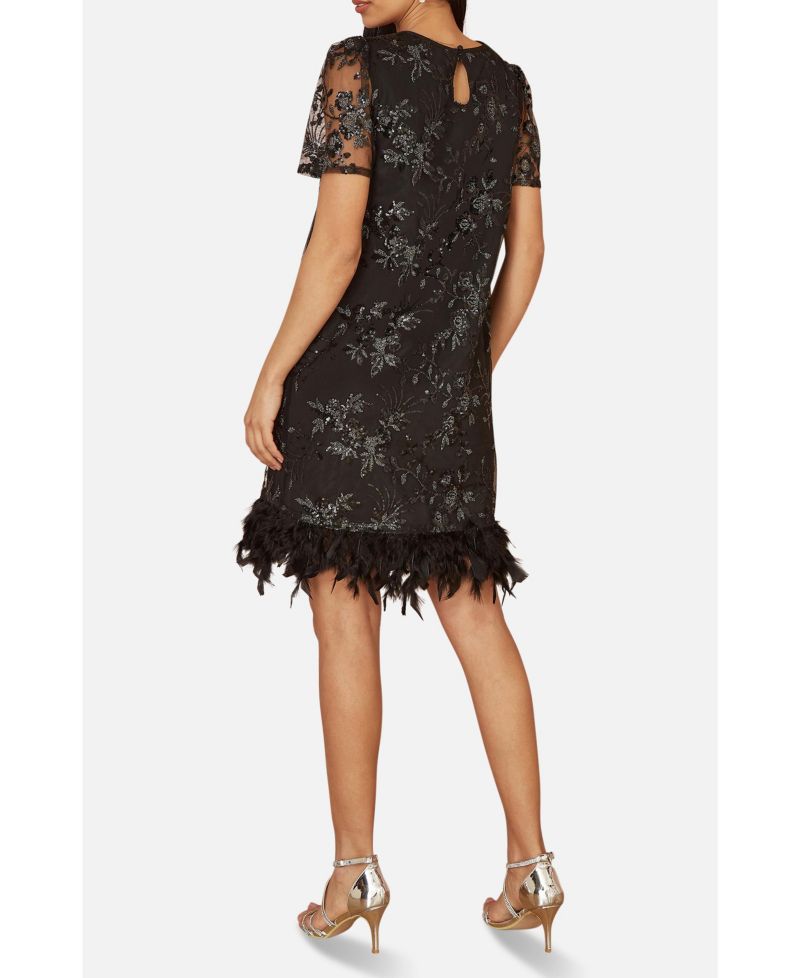 Women's Sequin Embellished Floral Tunic Dress