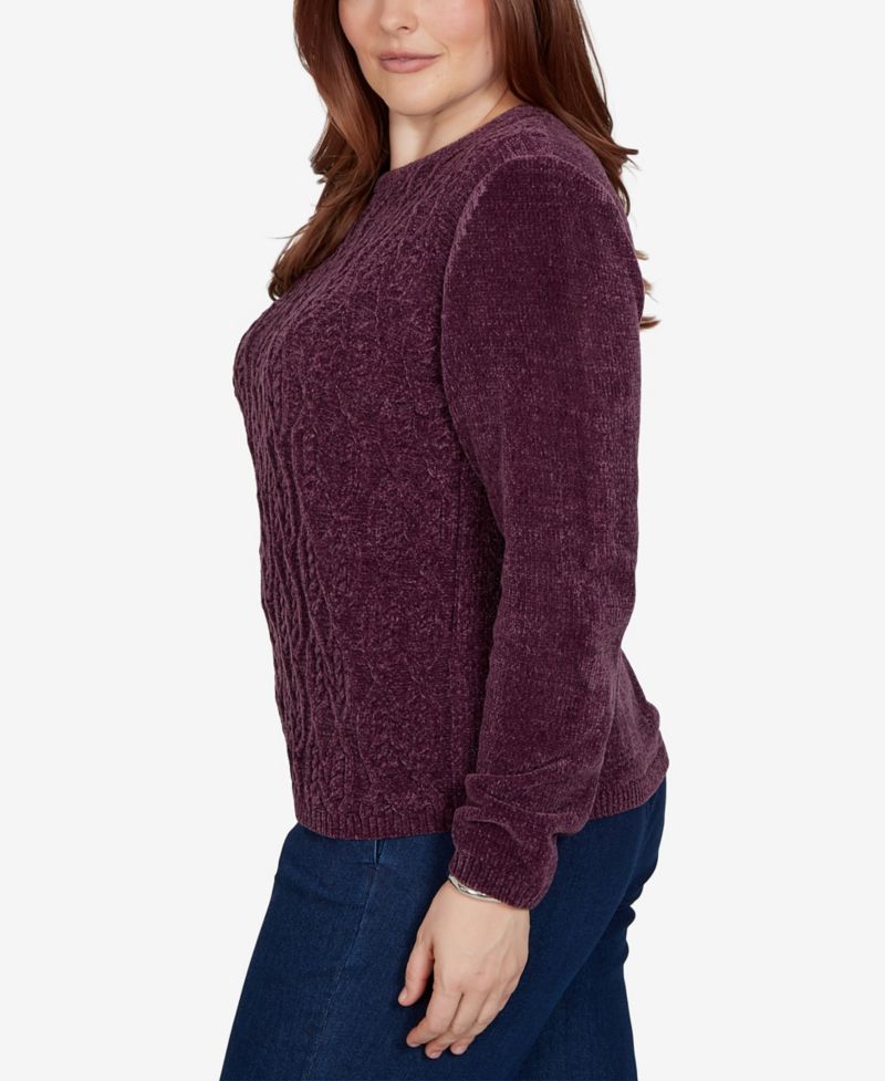 Women's Classic Cable Pullover Chenille Sweater