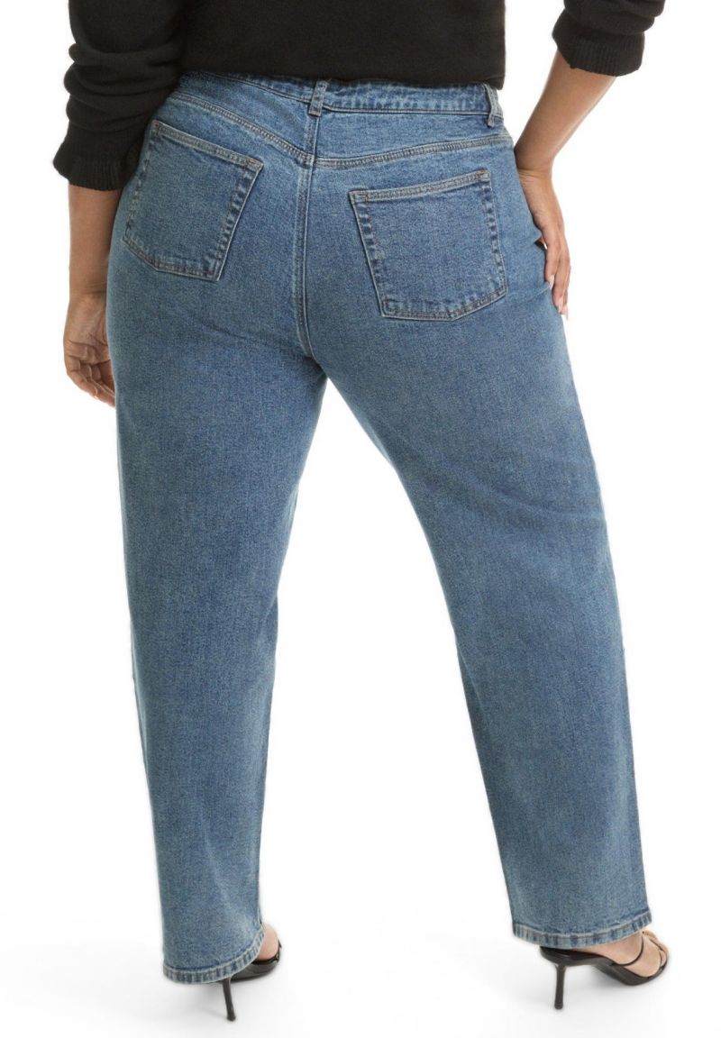 Women's June and Vie Curvie-Fit High-Rise Straight-Leg Stretch Jeans