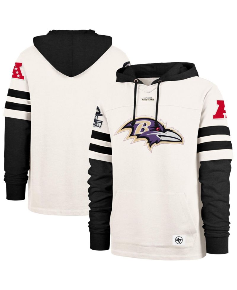 47 Brand Men's Cream Baltimore Ravens Split Zone Cornerback Duo Lacer Hoodie
