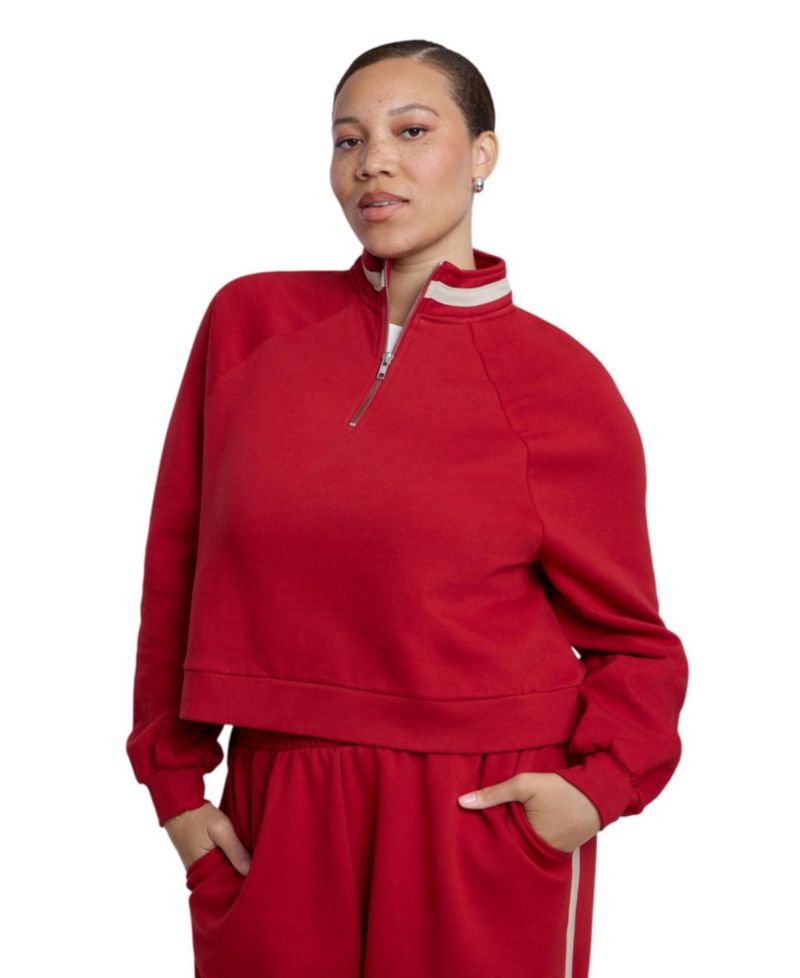 Women's Stripe Detail Quarter Zip Sweatshirt