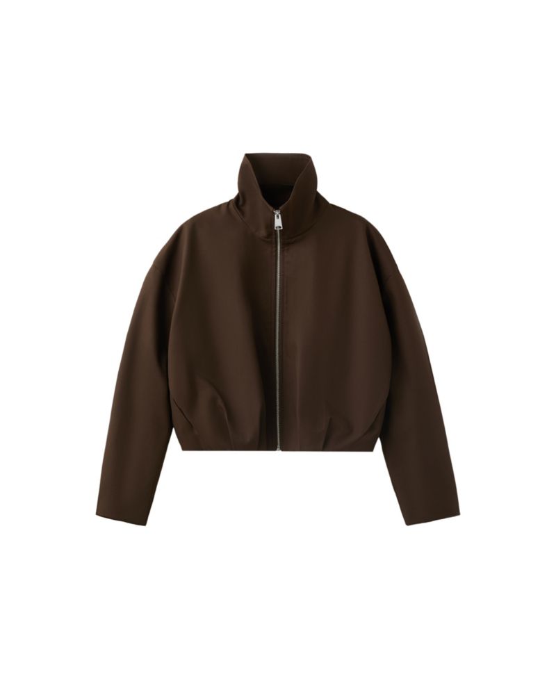 Women's Cropped Funnel-Neck Oversized Jacket