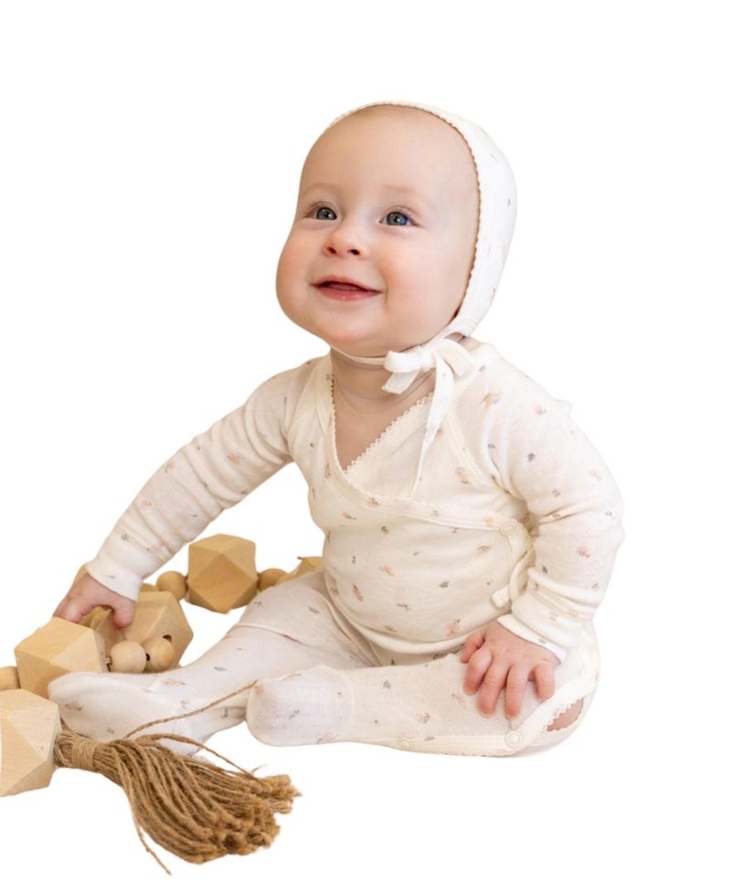 Baby Girls ( 1M to 12M ) Pointelle Printed Wrap Footie