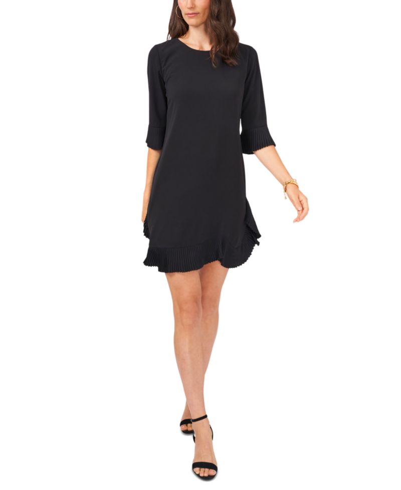 Petite Pleated-Trim Shift Dress