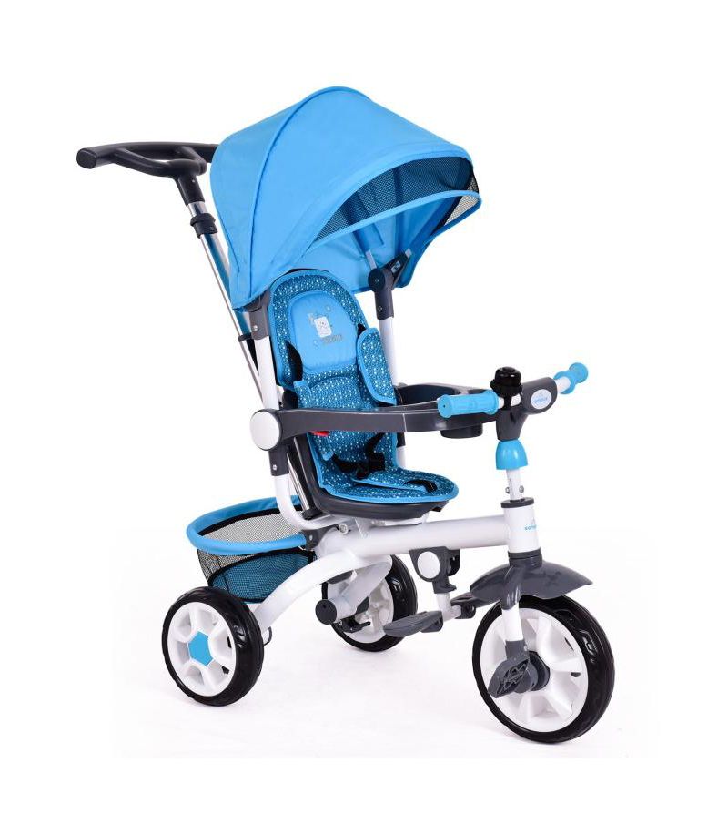 Girls 4-in-1 Tricycle Stroller with Detachable Design and Round Sun Canopy