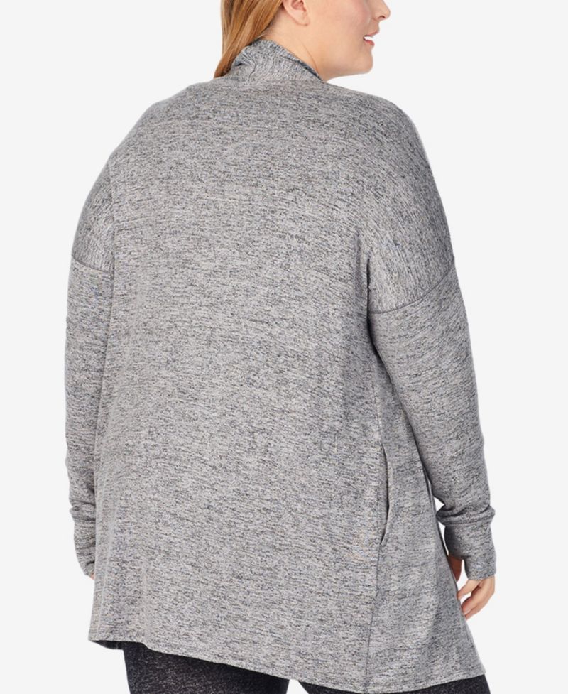 Plus Size SoftKnit Shawl Collar Thumbhole Sleeves Wrap