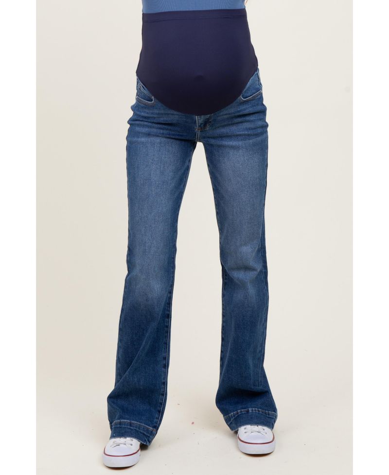 Women's Navy Blue Wide Hem Bootcut Jeans