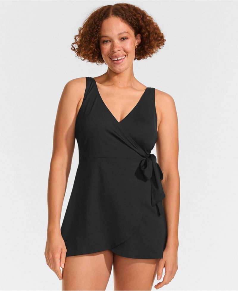 Women's Side Tie Mini Swim Dress Swimsuit