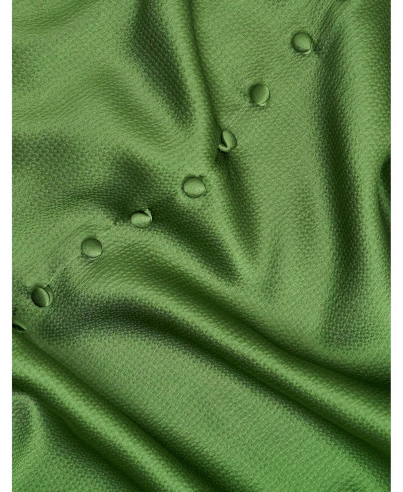 Women's Button Front Puff Sleeve Midi Dress