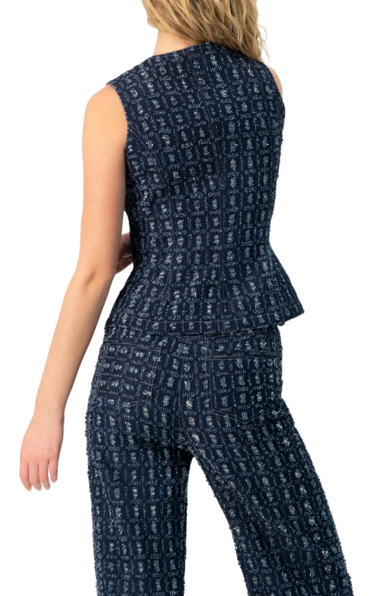 Women's Denim Vest with Front Buttons