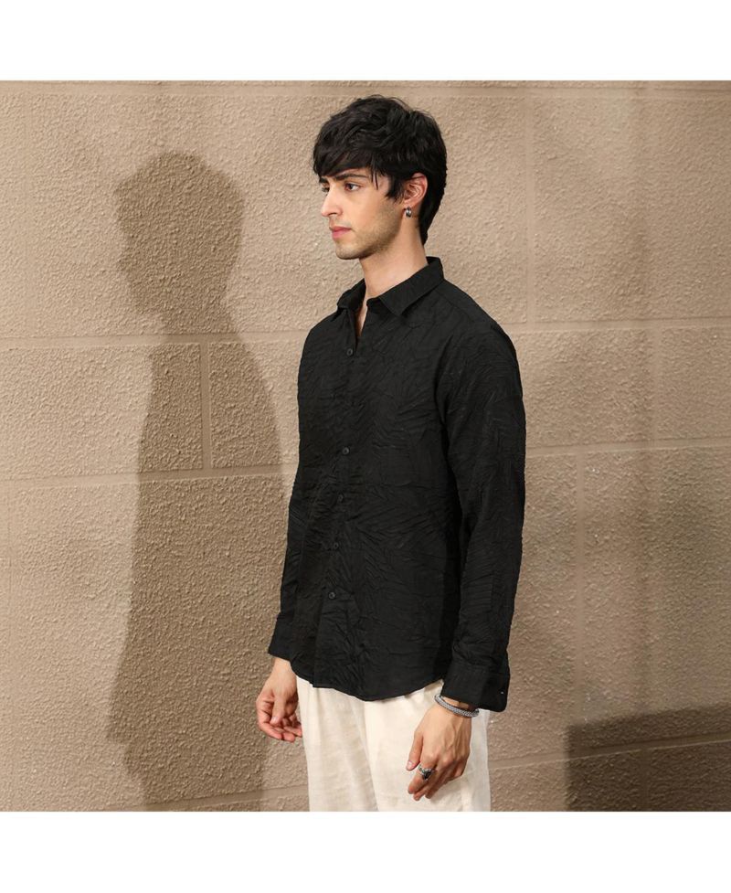 Men's Onyx Black Foliage-Tactile Shirt