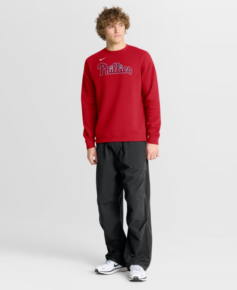 Men's Philadelphia Phillies Wordmark Brushed-Back Fleece Sweatshirt