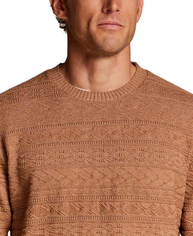 Men's Textured Horizontal Pattern Crew Sweater