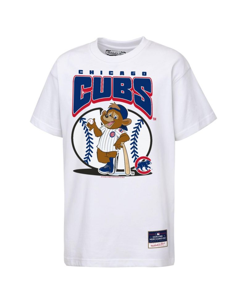 Big Boys and Girls White Chicago Cubs Mascot Mania T-Shirt