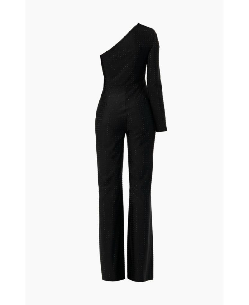 Women's Wide-Leg Textured Jumpsuit with One Long Sleeve