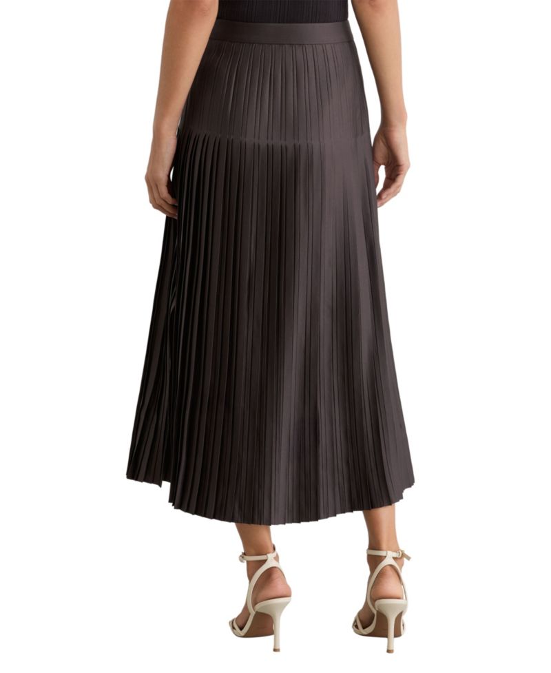 Women's Savannah High-Waisted Pleated Midi Skirt with Side Slit