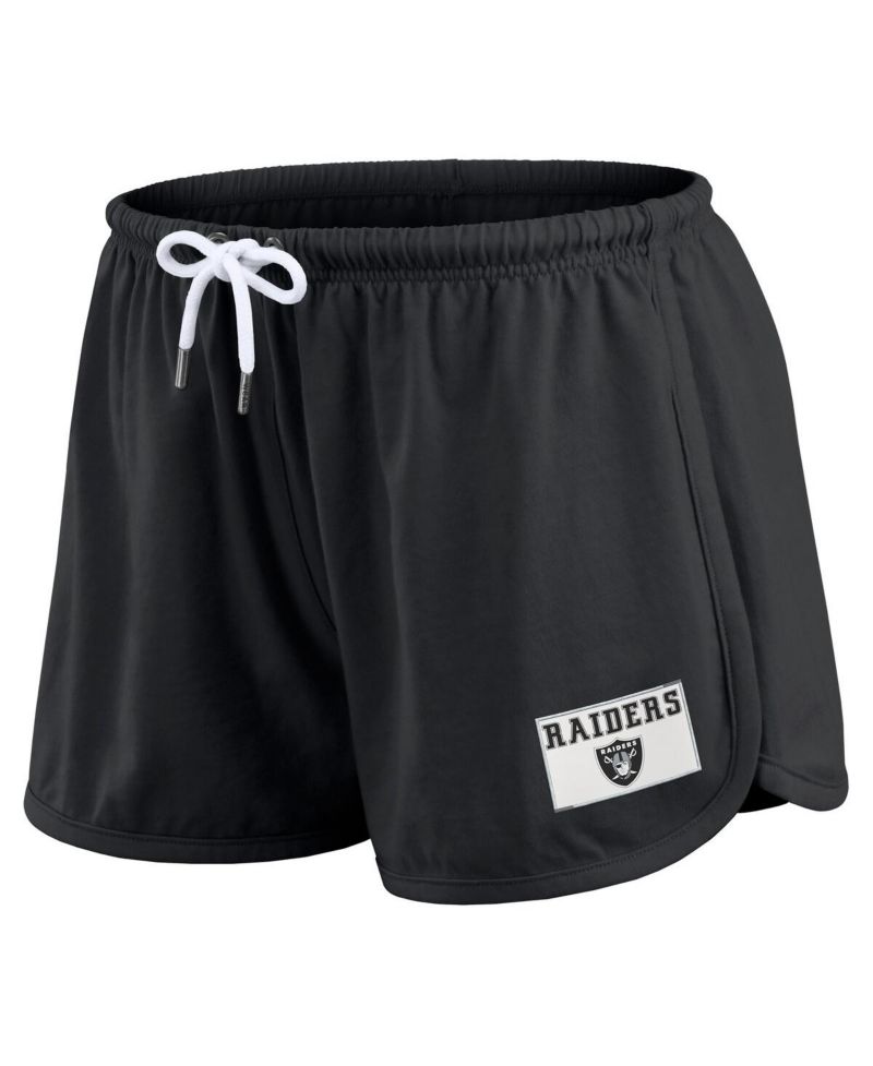 Women's 2-Piece Black Las Vegas Raiders Heavy Rugby Jersey Long Sleeve T-Shirt and Shorts Lounge Set