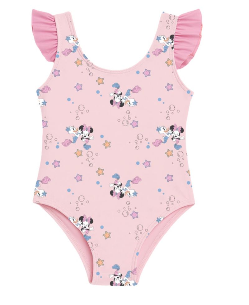 Baby Girls' Minnie Short-Sleeve Cover-Up, Swimsuit and Bucket Hat, 3-Piece Set
