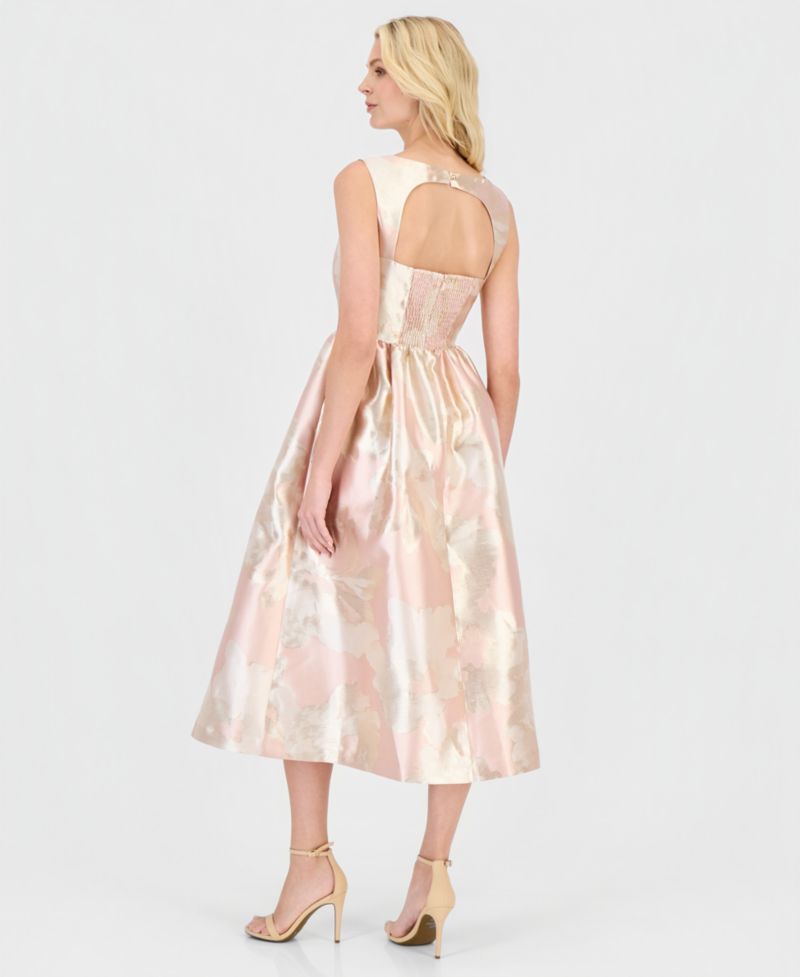 Women's Square-Neck Open-Back Midi Dress