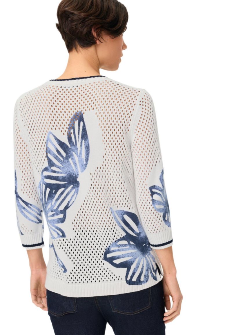 Women's Floral Ajour Knit Sweater