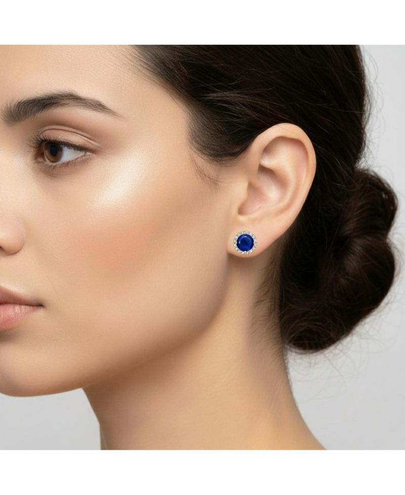 Elegant Dazzling 10MM Round Cubic Zirconia Halo Stud Earrings