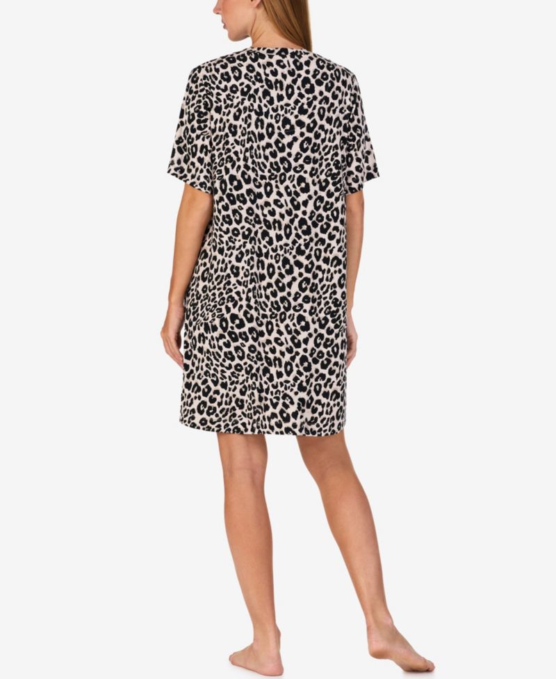 Women's Short-Sleeve Leopard-Print Sleepshirt