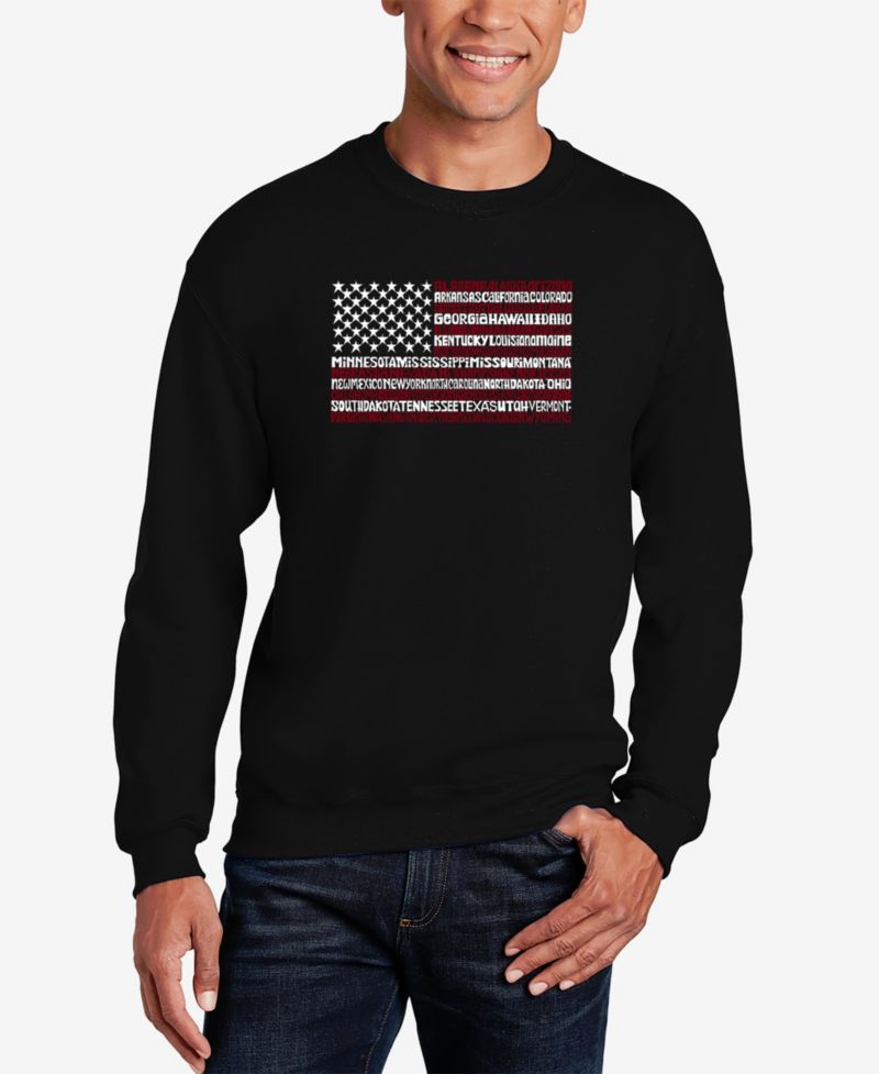 Men's 50 States USA Flag Word Art Crew Neck Sweatshirt