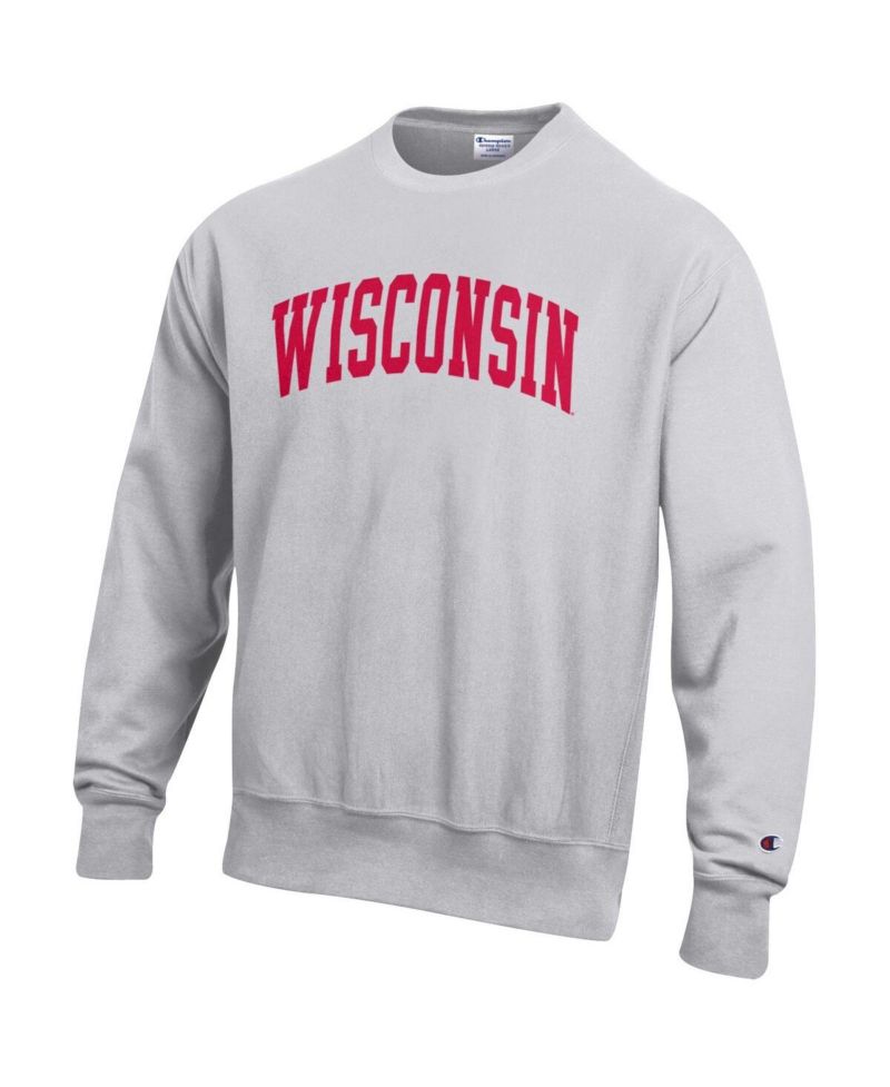 Men's Gray Wisconsin Badgers Reverse Weave Fleece Sweatshirt