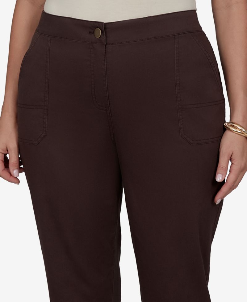 Plus Size Enzyme Wash Straight Cropped Pants