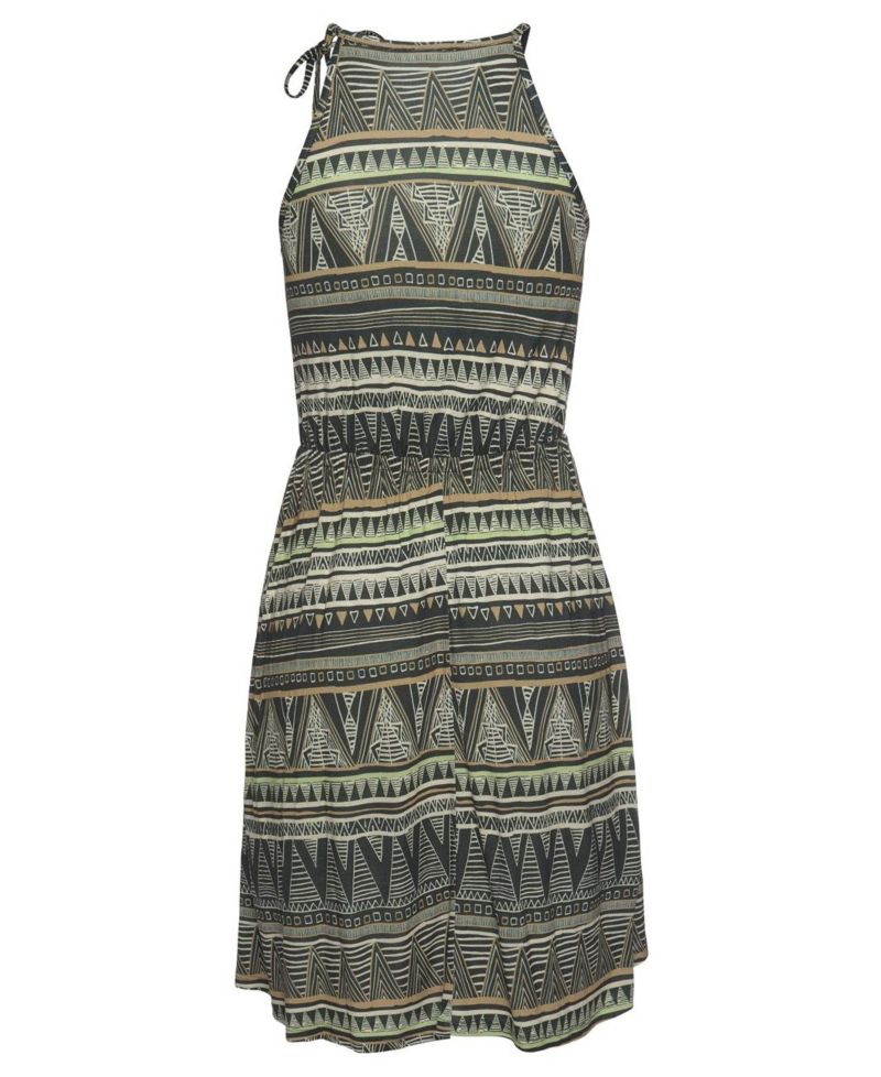 Women's Viscose Printed Cut Out Cutout Elastic-Waist Short Dress