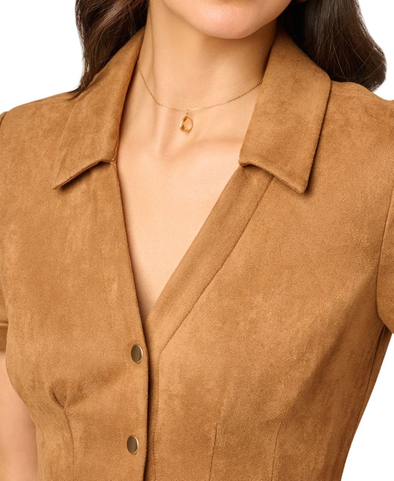 Women's Collared Button-Front Shirt Dress