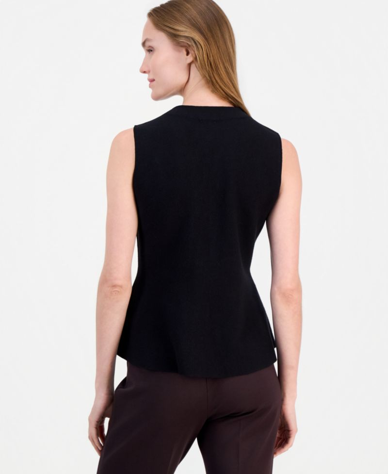 Women's V-Neck Button-Front Peplum Vest