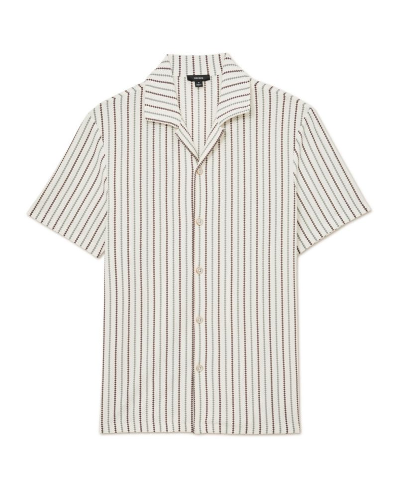 Men's Percy Textured-Stripe Cuban-Collar Shirt