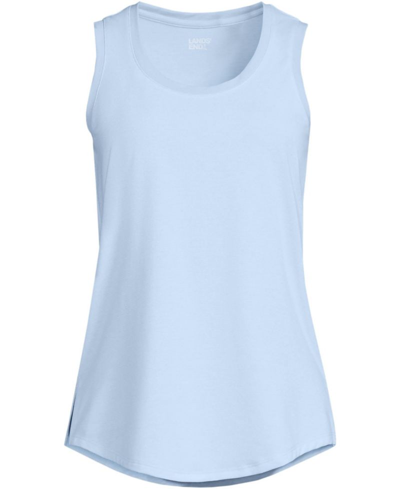 Women's Sleeveless Power Performance Scoop Neck Curved Hem Tunic Tank