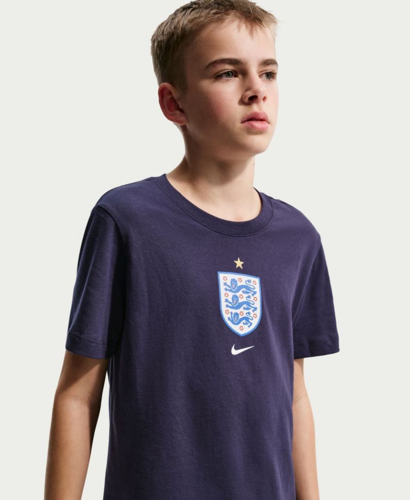 Big Boys and Girls Navy England National Team Crest T-Shirt