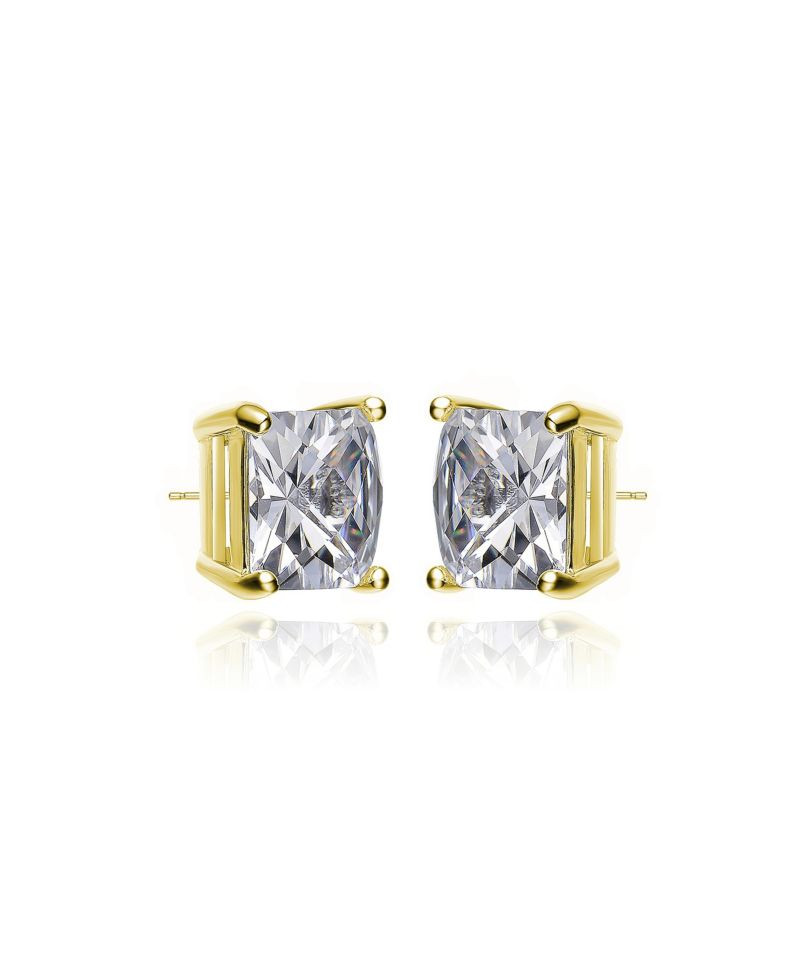 Radiant Sterling Silver Cubic Zirconia Square Stud Earrings