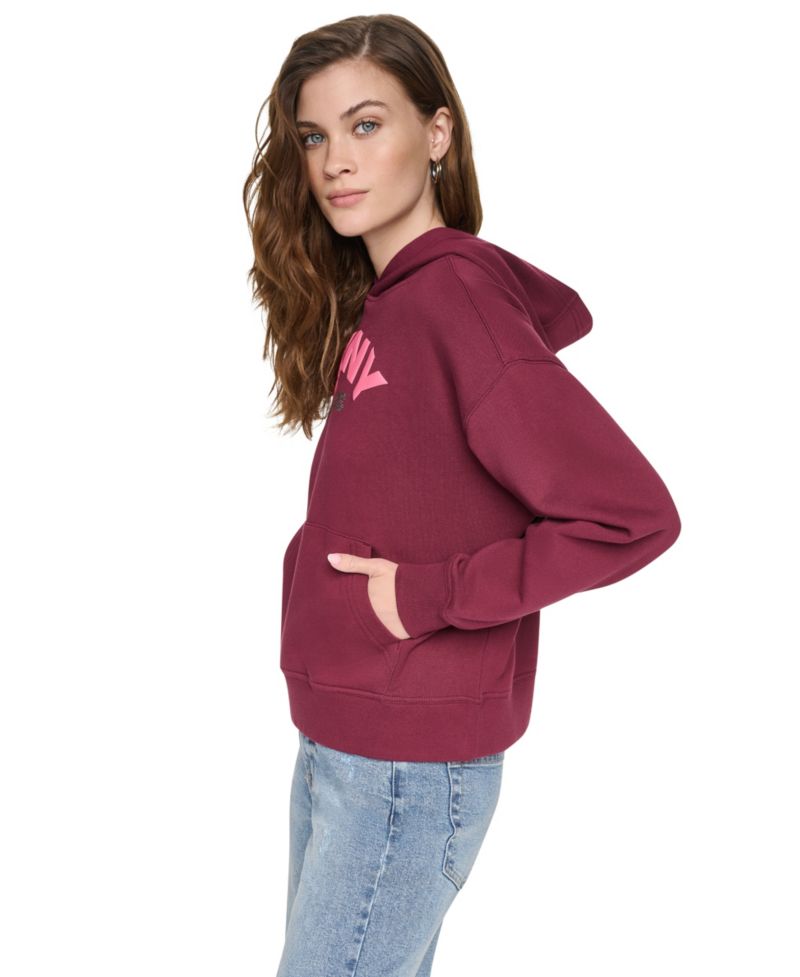 Women's Long-Sleeve Rhinestone-Logo Puff-Graphic Hoodie