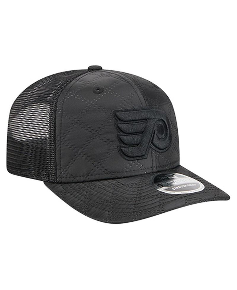 Men's Black Philadelphia Flyers Quilted Nylon 9SEVENTY Adjustable Trucker Hat