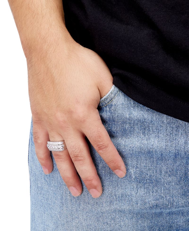 Men's Lab Grown Diamond Triple Row Ring (1-1/2 ct. t.w.) in 10k Gold