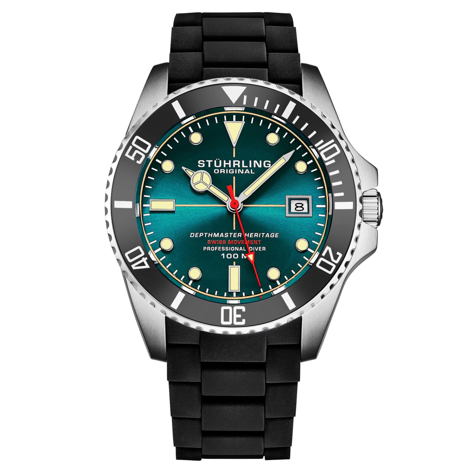 Мужские швейцарские кварцевые часы для дайверов Depthmaster Heritage 4087, черный циферблат диаметром 44 мм с красными вставками