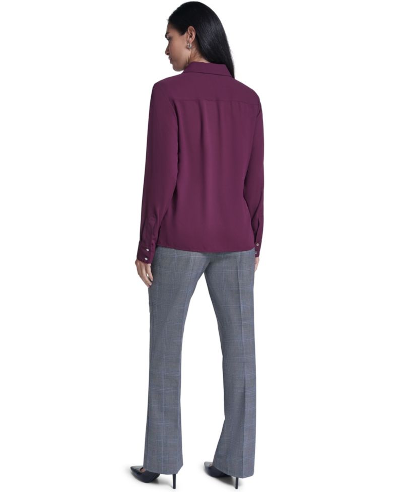 Women's Ruffle-Front Long-Sleeve Blouse
